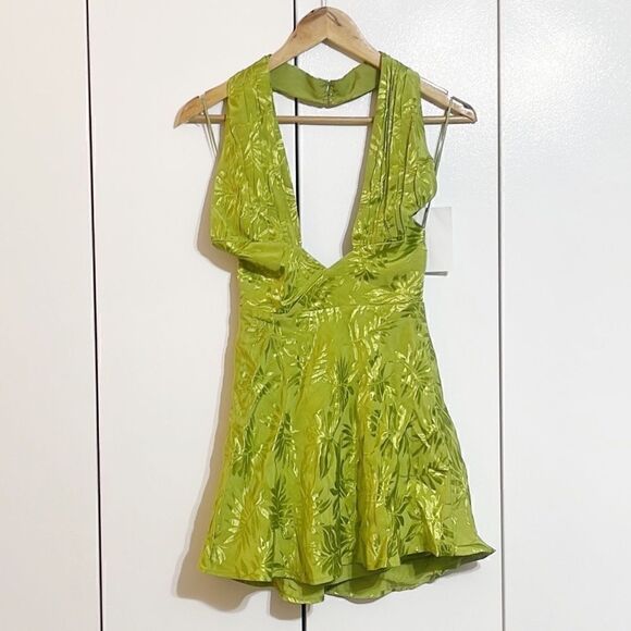 Free People X Sau Lee Livi Satin Jacquard Mini Dress Size 0 - Picture 6 of 8